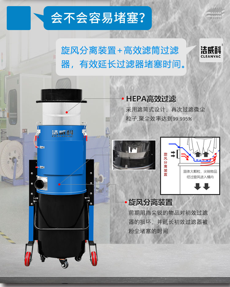 洁威科大型脉冲反吹工业吸尘器